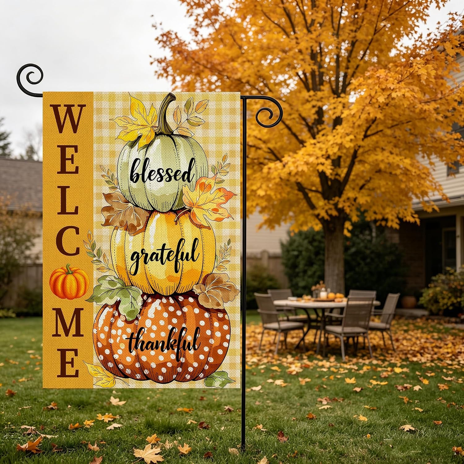 Fall Decorations Garden Flag 12X18 Inch for outside Double Sided Weather & Fade Resistant Pumpkin Welcome Fall Decor Outdoor Thanksgiving Home Yard Flags