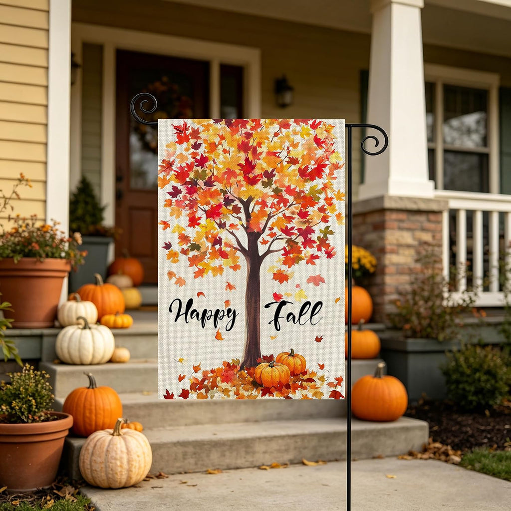 Fall Decorations Garden Flag 12X18 Inch for outside Double Sided Weather & Fade Resistant Happy Fall Yard Flags Outdoor Thanksgiving Home Fall Decor