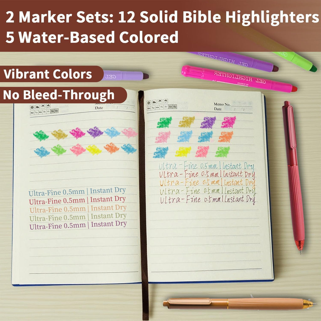 25 PCS Bible Study Supplies Kit, Large Capacity Canvas Tote Bag for Women Organizer, Bible Highlighters and Quick Dry Pens No Bleed through Tabs, Christmas Christian Gifts for Women Mom Friends