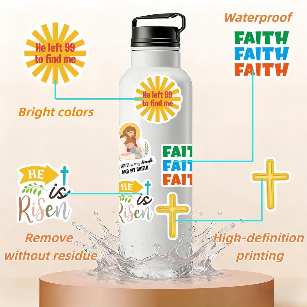 200 Pcs Religious Boho Christian Stickers, Jesus Bible Stickers,Prayer Board Supplies Kit for Water Bottles, Journal, Scrapbook, Bible Study Supplies,Easter Christian Gifts for Kids Teens Women