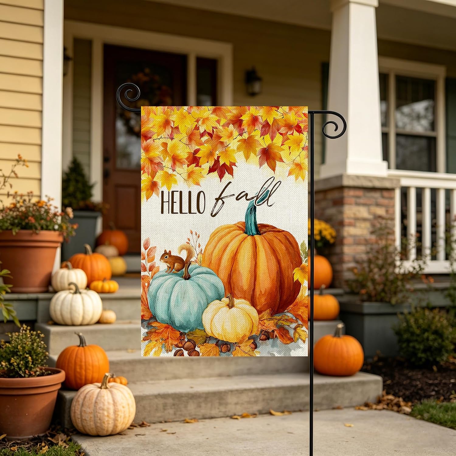 Fall Decorations Garden Flag 12X18 Inch for outside Double Sided Weather & Fade Resistant Pumpkin Hello Fall Yard Flags Outdoor Thanksgiving Home Fall Decor
