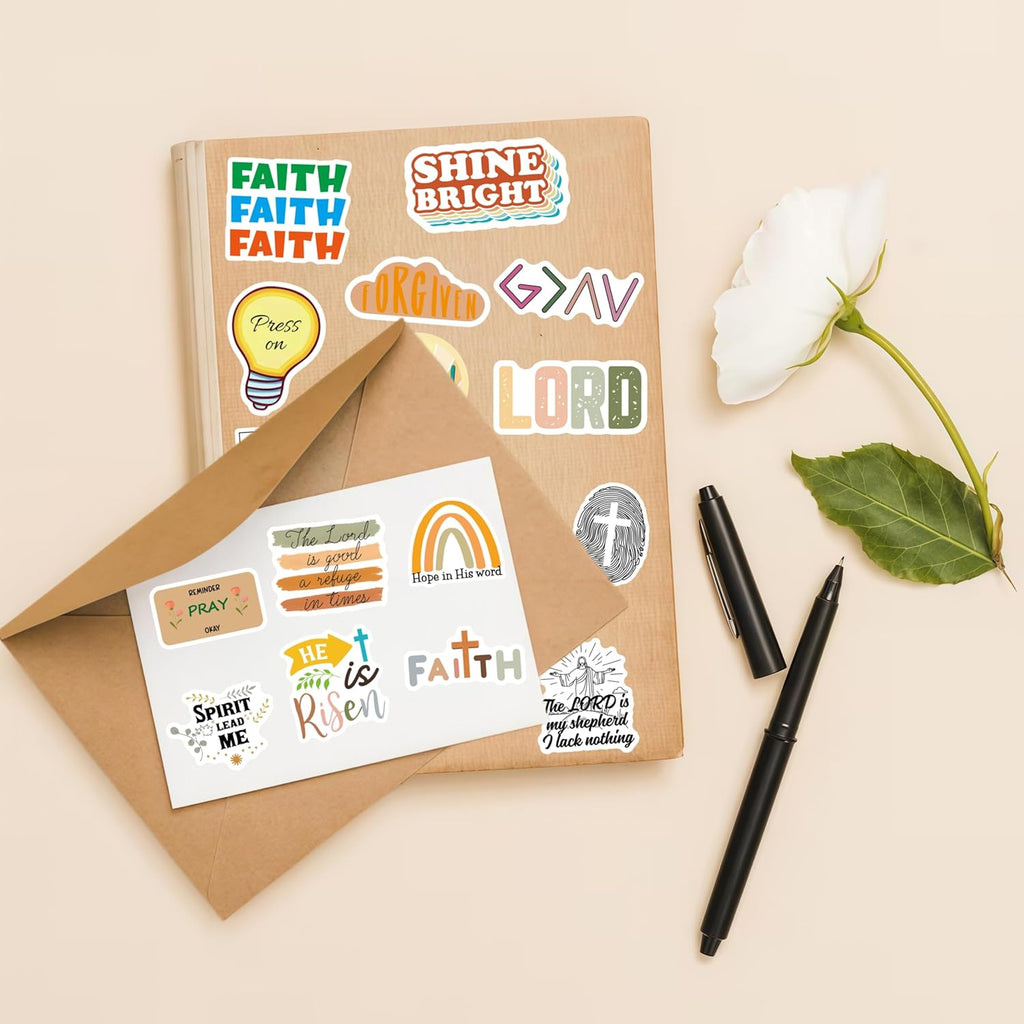 200 Pcs Religious Boho Christian Stickers, Jesus Bible Stickers,Prayer Board Supplies Kit for Water Bottles, Journal, Scrapbook, Bible Study Supplies,Easter Christian Gifts for Kids Teens Women