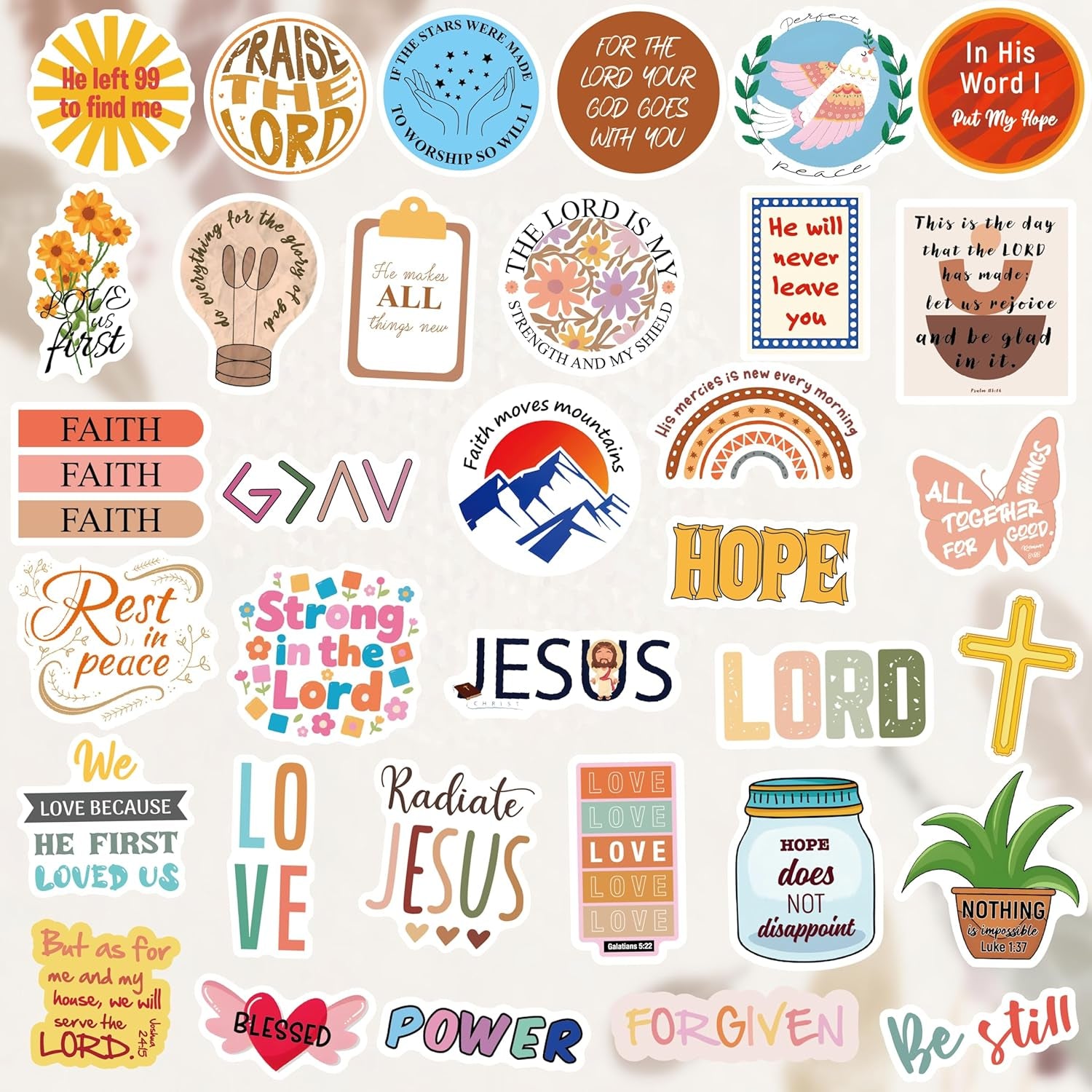 200 Pcs Religious Boho Christian Stickers, Jesus Bible Stickers,Prayer Board Supplies Kit for Water Bottles, Journal, Scrapbook, Bible Study Supplies,Easter Christian Gifts for Kids Teens Women