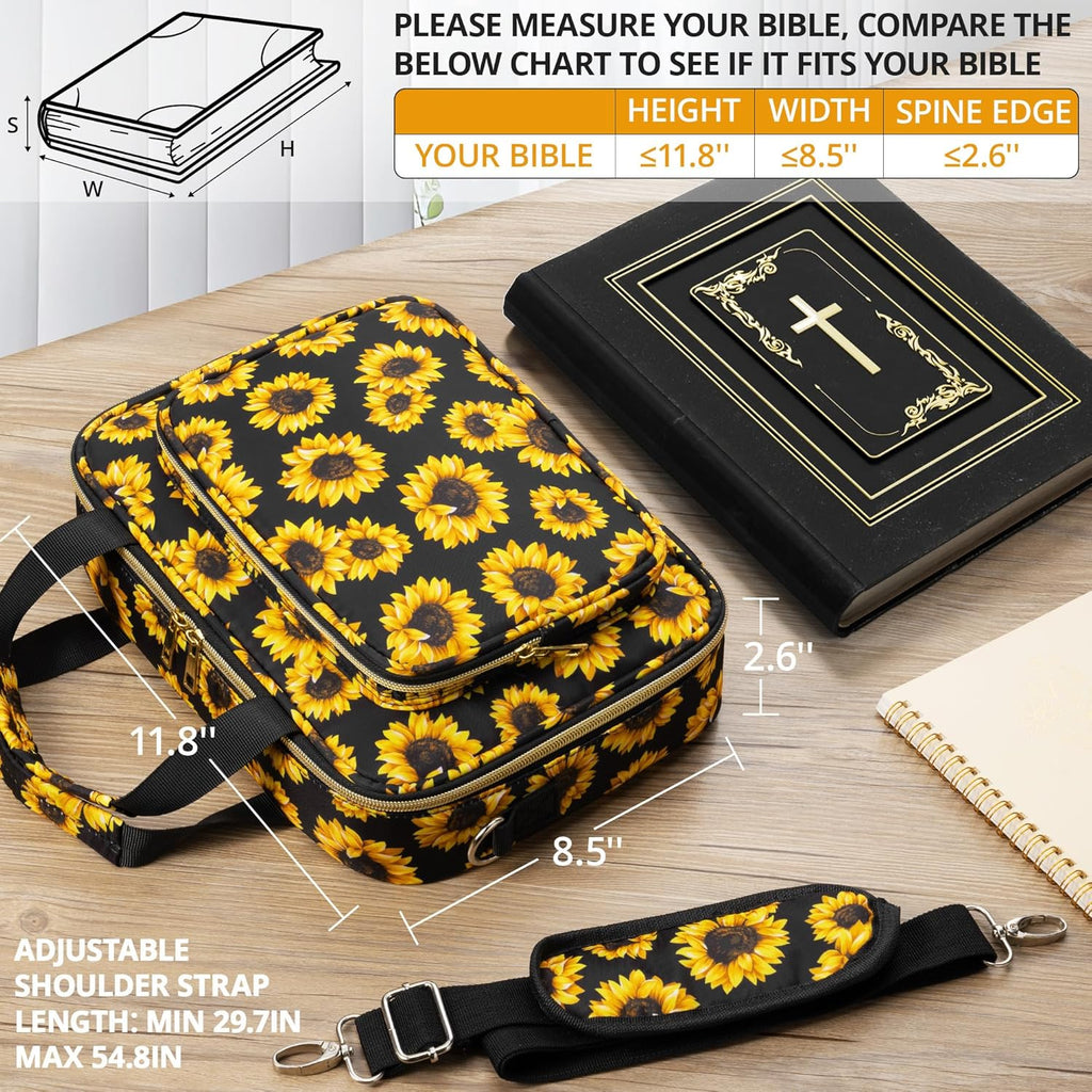 Bible Cover Case for Women, Large Bible Bag W/Shoulder Strap