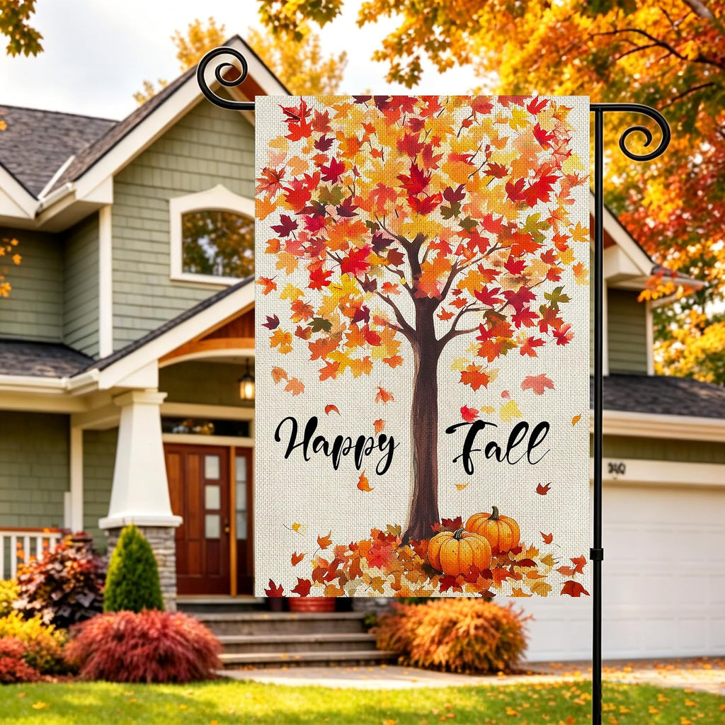 Fall Decorations Garden Flag 12X18 Inch for outside Double Sided Weather & Fade Resistant Happy Fall Yard Flags Outdoor Thanksgiving Home Fall Decor