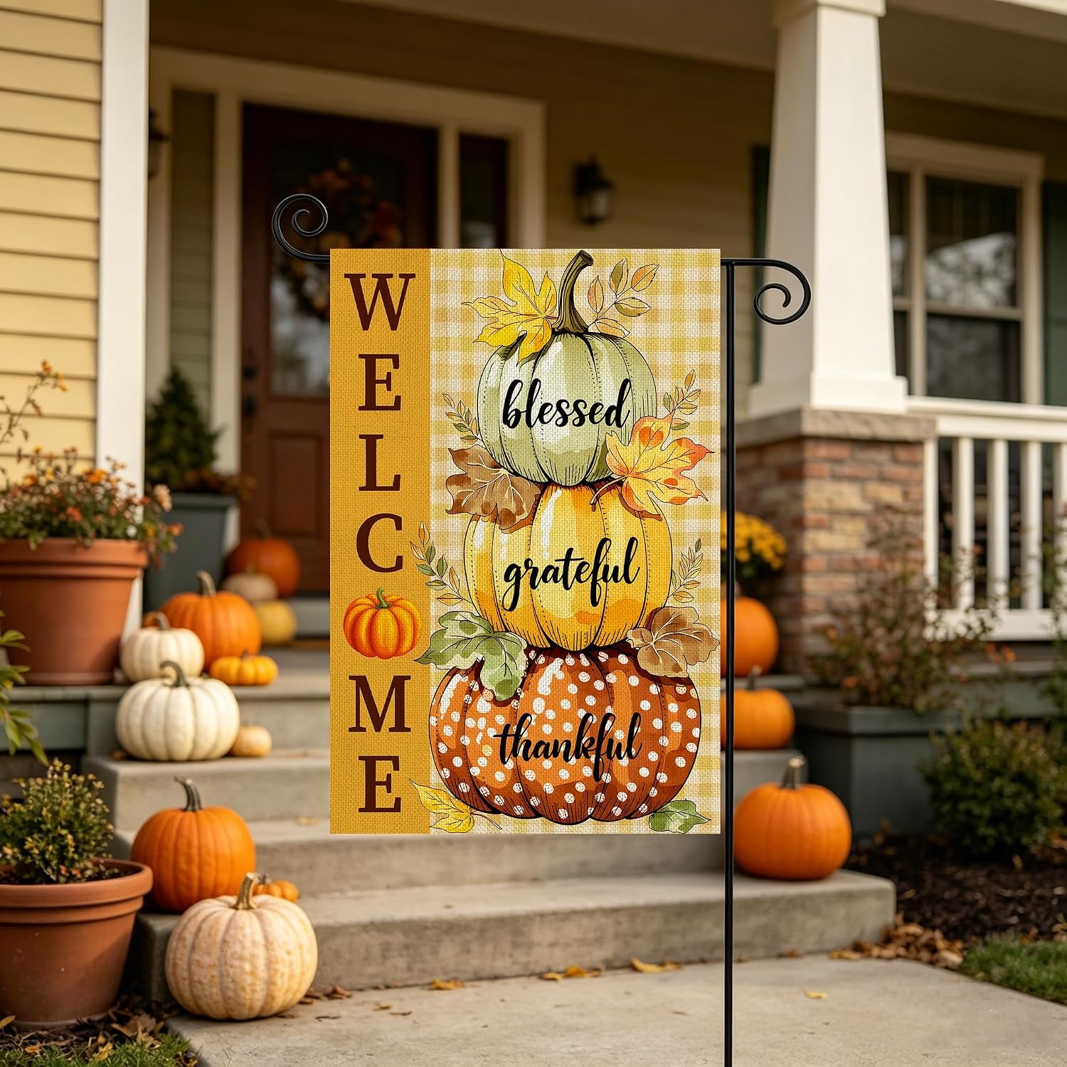 Fall Decorations Garden Flag 12X18 Inch for outside Double Sided Weather & Fade Resistant Pumpkin Welcome Fall Decor Outdoor Thanksgiving Home Yard Flags