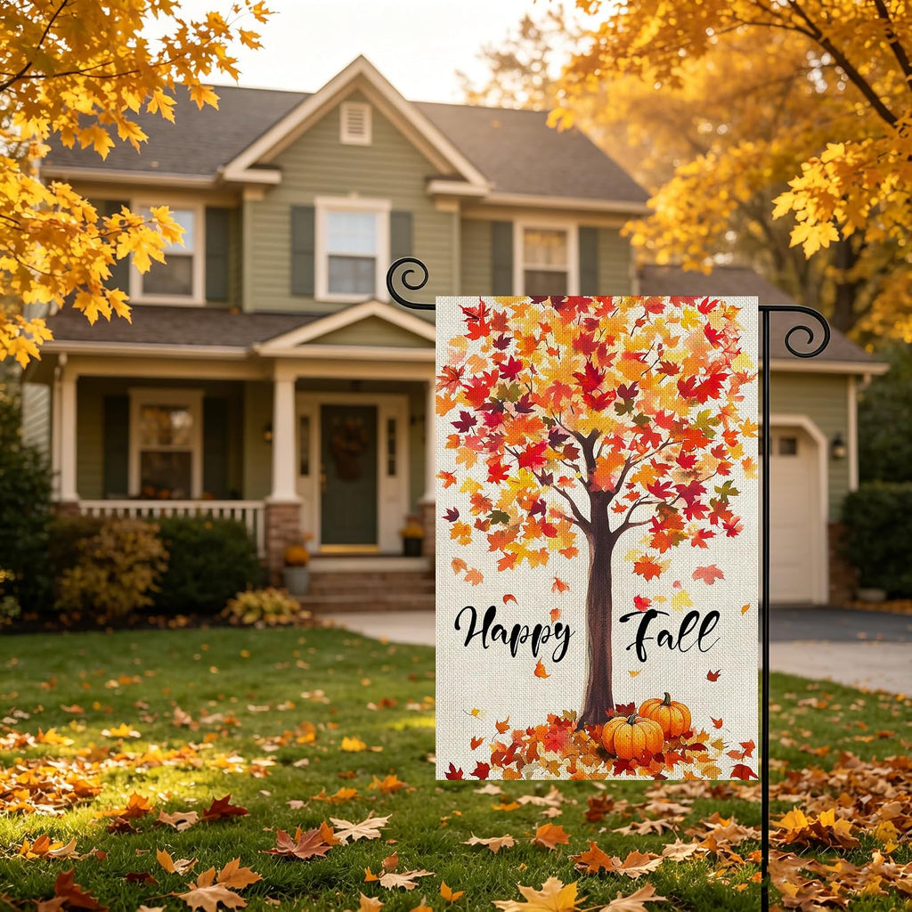 Fall Decorations Garden Flag 12X18 Inch for outside Double Sided Weather & Fade Resistant Happy Fall Yard Flags Outdoor Thanksgiving Home Fall Decor