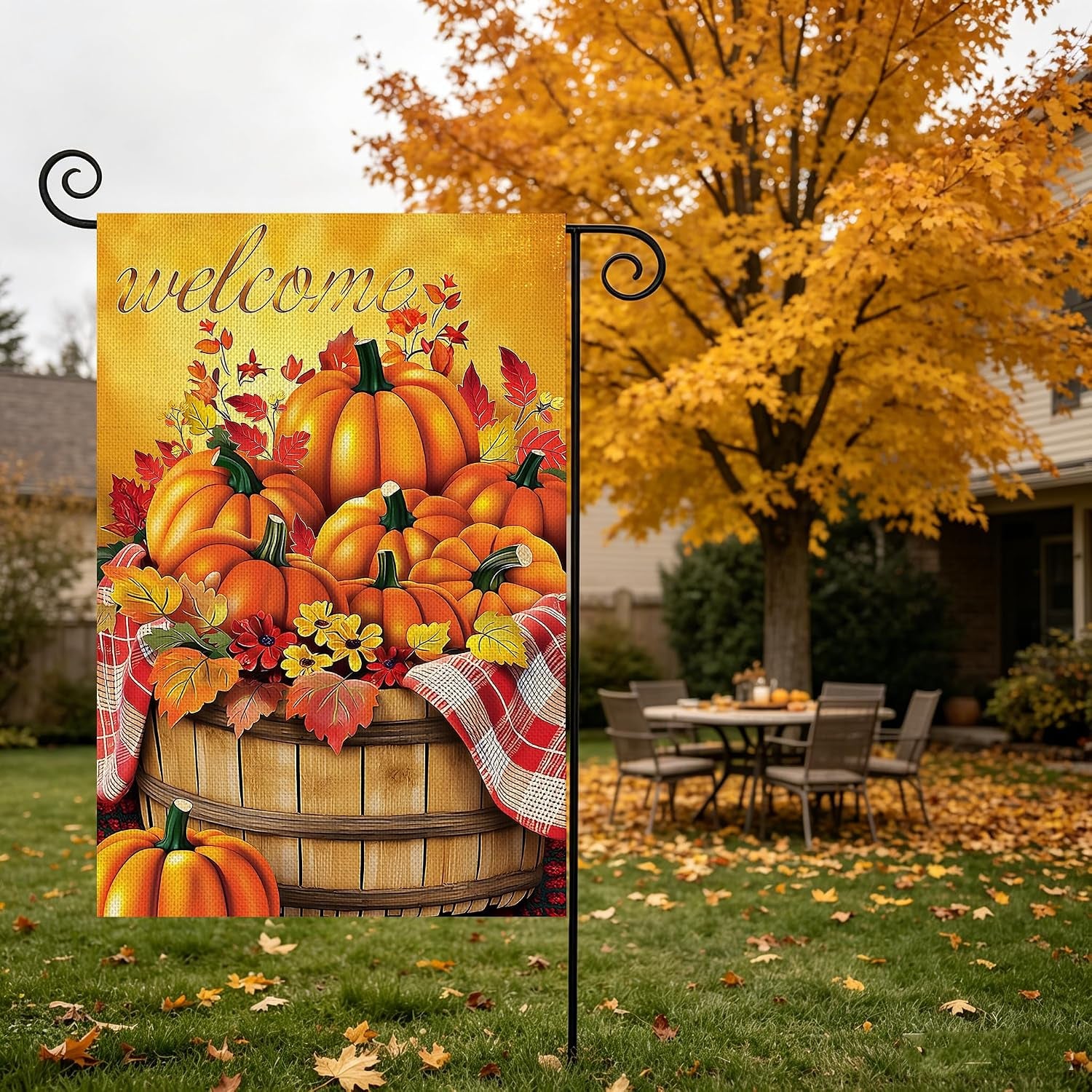 Fall Decorations Garden Flag 12X18 Inch for outside Double Sided Weather & Fade Resistant Pumpkin Welcome Yard Flags Outdoor Thanksgiving Home Fall Decor