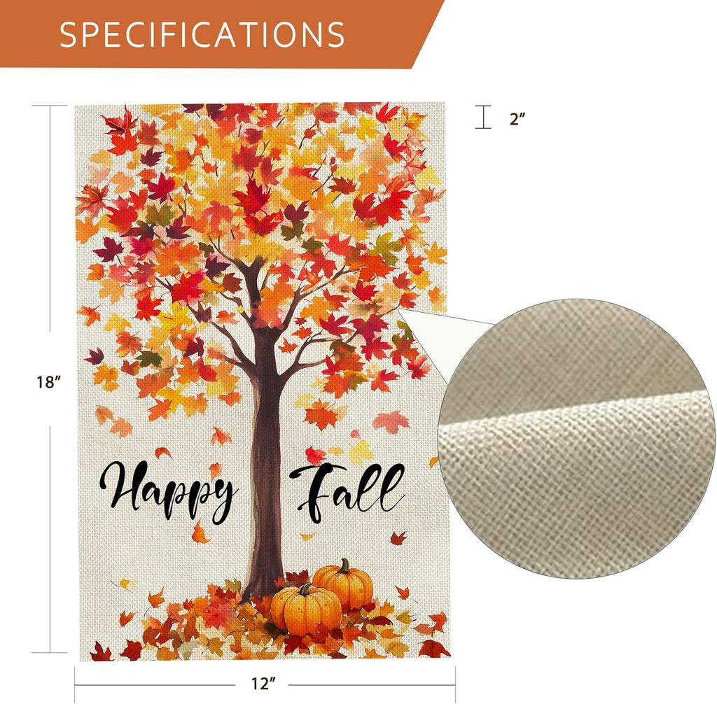 Fall Decorations Garden Flag 12X18 Inch for outside Double Sided Weather & Fade Resistant Happy Fall Yard Flags Outdoor Thanksgiving Home Fall Decor