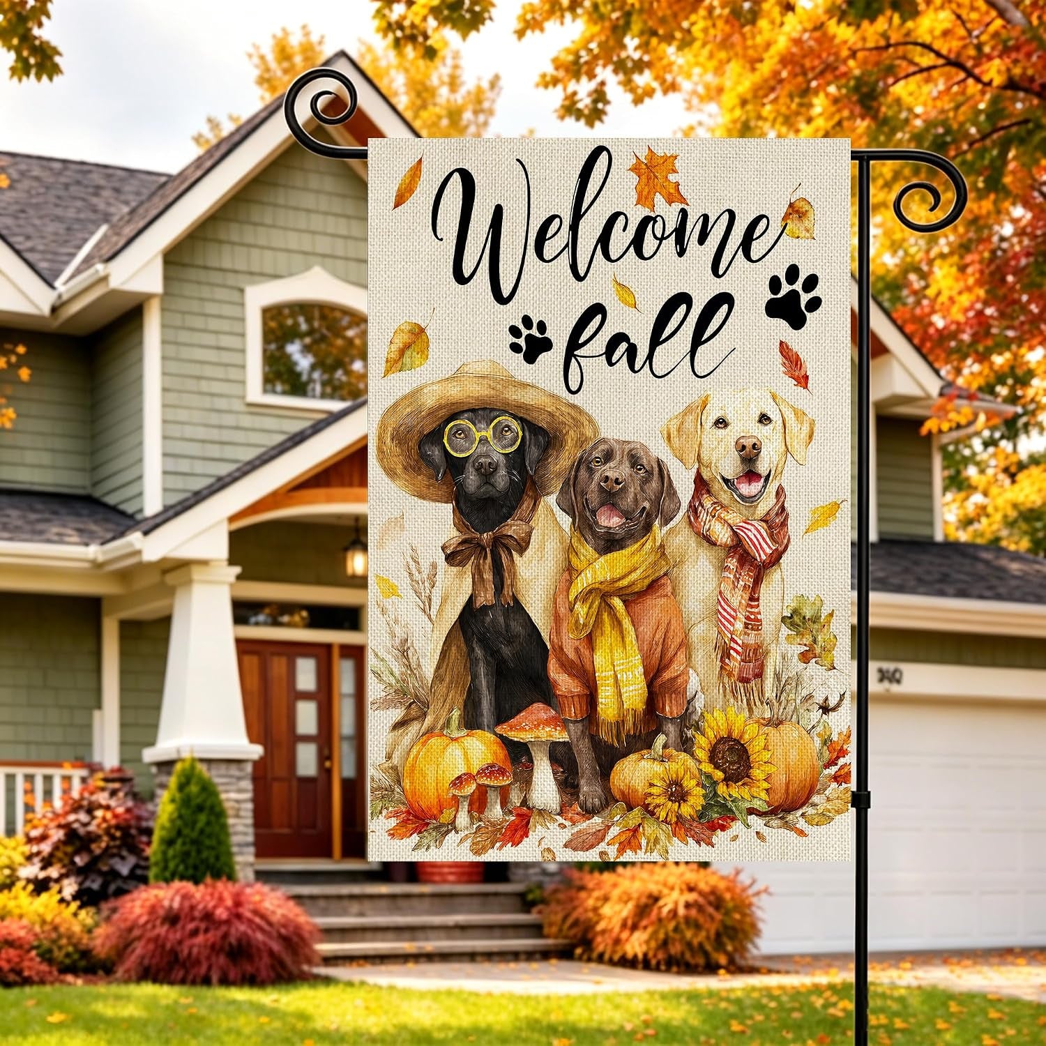 Fall Decorations Garden Flag 12X18 Inch for outside Double Sided Weather & Fade Resistant Welcome Fall Dog Yard Flags Outdoor Thanksgiving Home Fall Decor