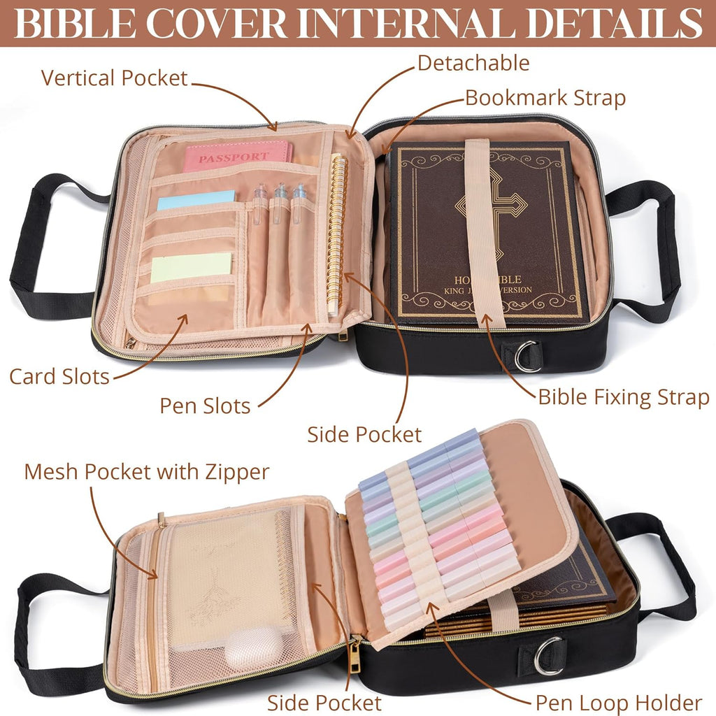 Bible Cover Case for Women, Large Bible Bag W/Shoulder Strap
