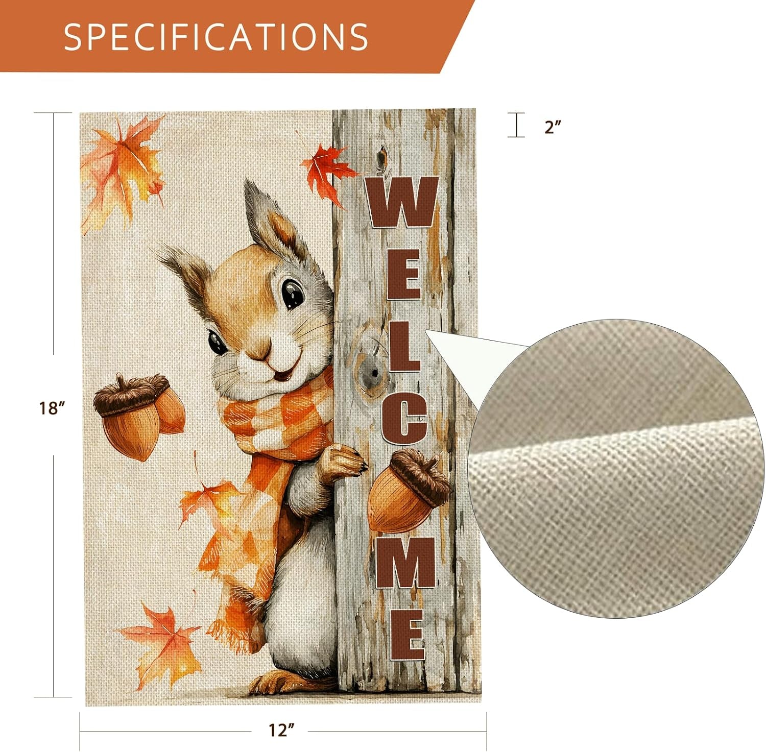 Fall Decorations Garden Flag 12X18 Inch for outside Weather & Fade Resistant Double Sided Nut Squirrel Welcome Yard Flags Outdoor Thanksgiving Home Fall Decor