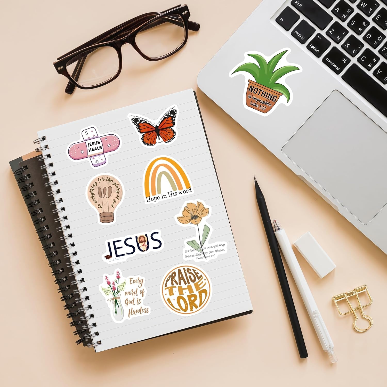 200 Pcs Religious Boho Christian Stickers, Jesus Bible Stickers,Prayer Board Supplies Kit for Water Bottles, Journal, Scrapbook, Bible Study Supplies,Easter Christian Gifts for Kids Teens Women