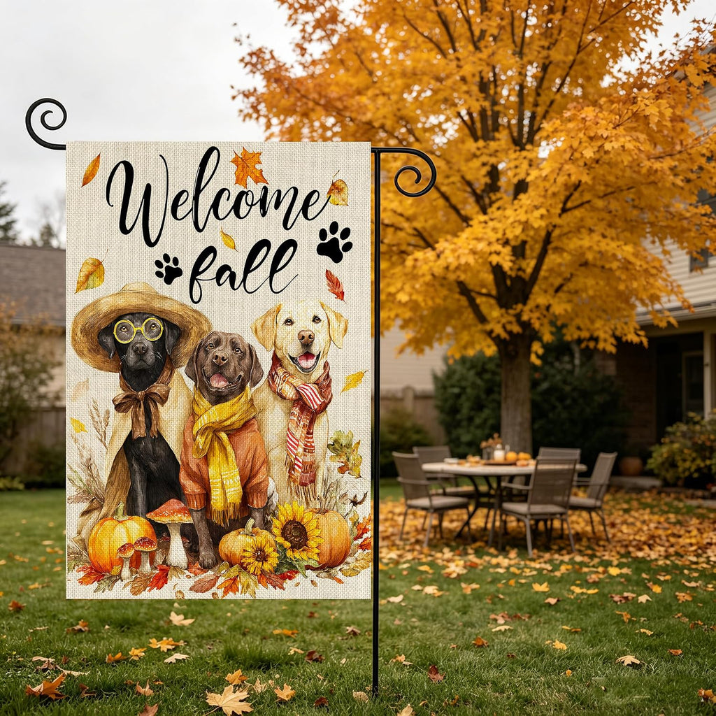 Fall Decorations Garden Flag 12X18 Inch for outside Double Sided Weather & Fade Resistant Welcome Fall Dog Yard Flags Outdoor Thanksgiving Home Fall Decor