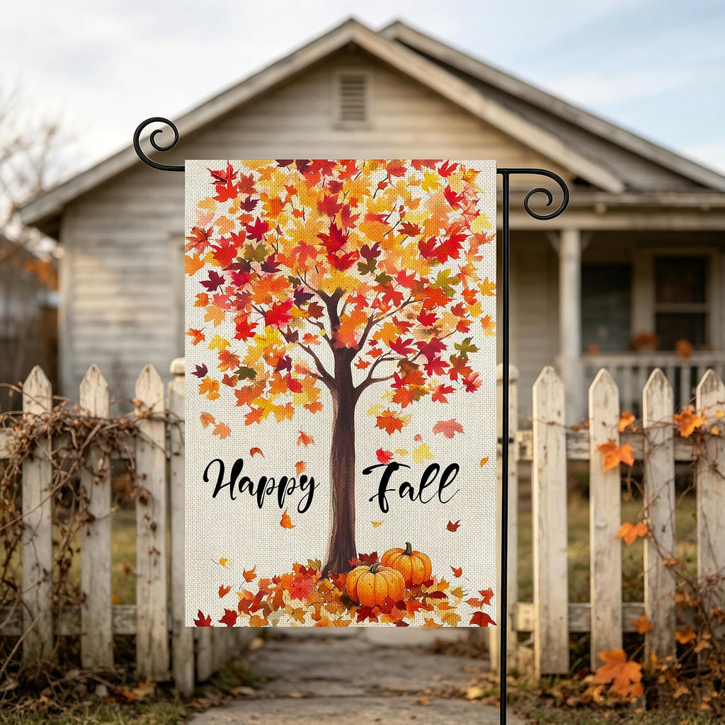 Fall Decorations Garden Flag 12X18 Inch for outside Double Sided Weather & Fade Resistant Happy Fall Yard Flags Outdoor Thanksgiving Home Fall Decor