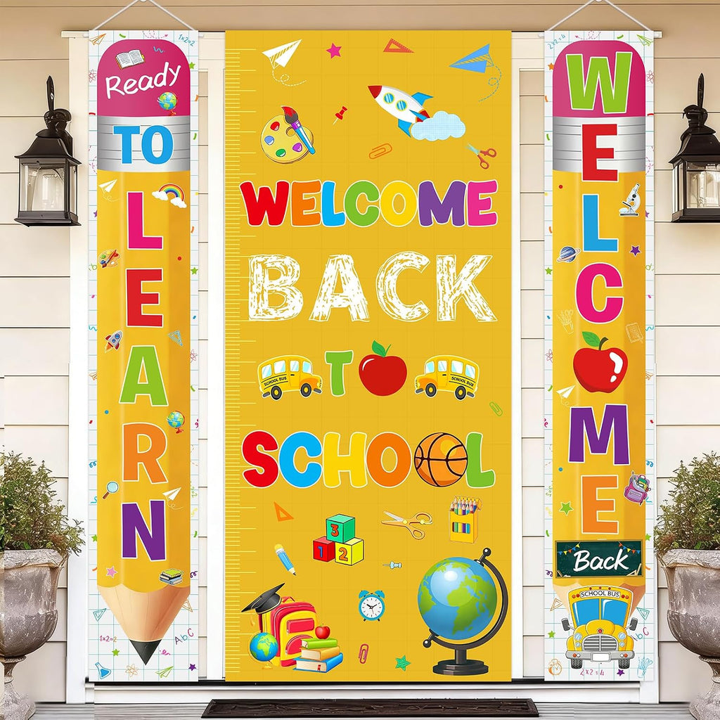 Welcome Back to School Decorations: 3Pcs Welcome Back to School Banner for Back to School Door Decorations