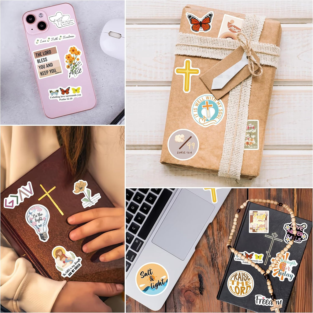 200 Pcs Religious Boho Christian Stickers, Jesus Bible Stickers,Prayer Board Supplies Kit for Water Bottles, Journal, Scrapbook, Bible Study Supplies,Easter Christian Gifts for Kids Teens Women