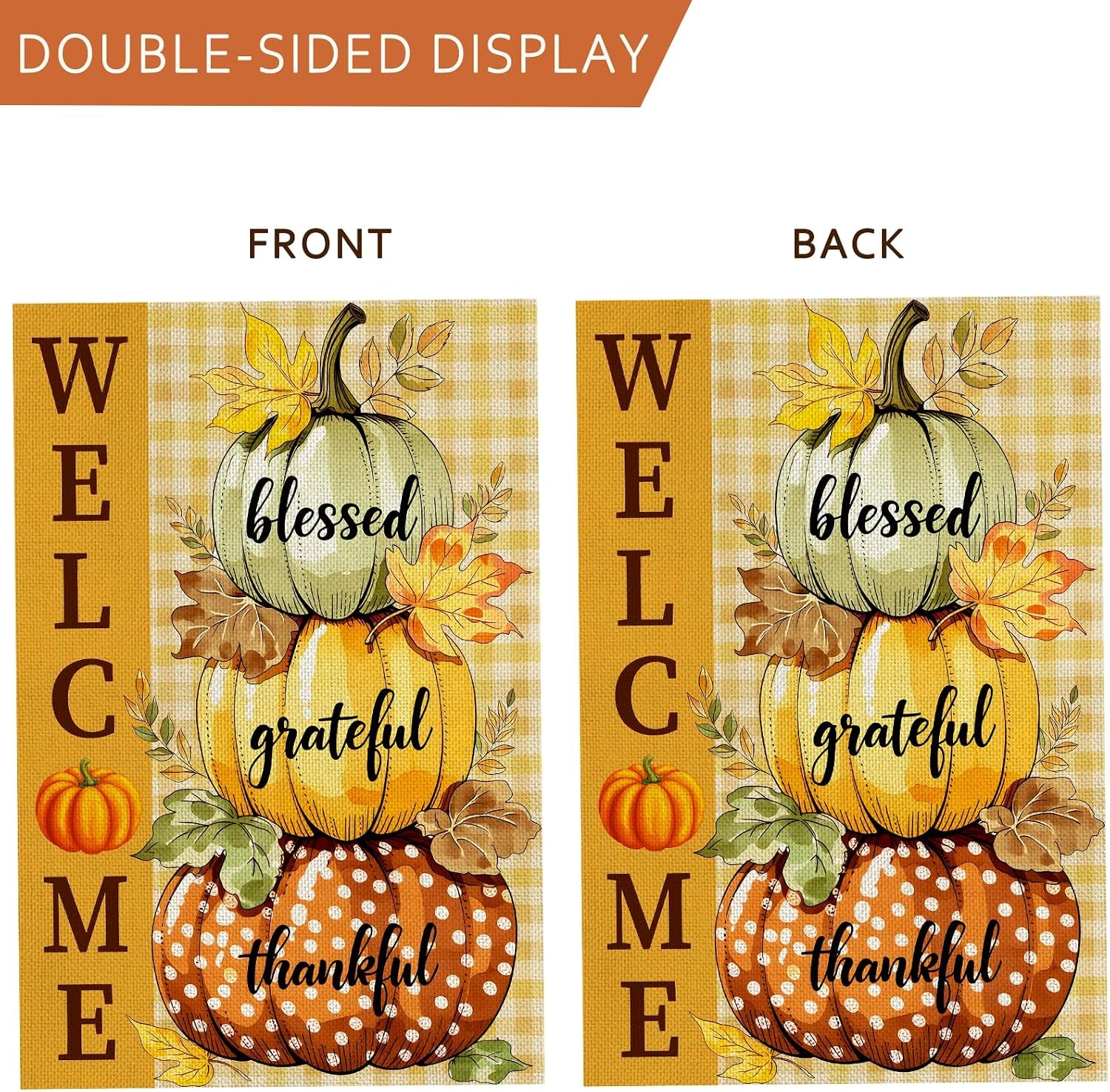 Fall Decorations Garden Flag 12X18 Inch for outside Double Sided Weather & Fade Resistant Pumpkin Welcome Fall Decor Outdoor Thanksgiving Home Yard Flags