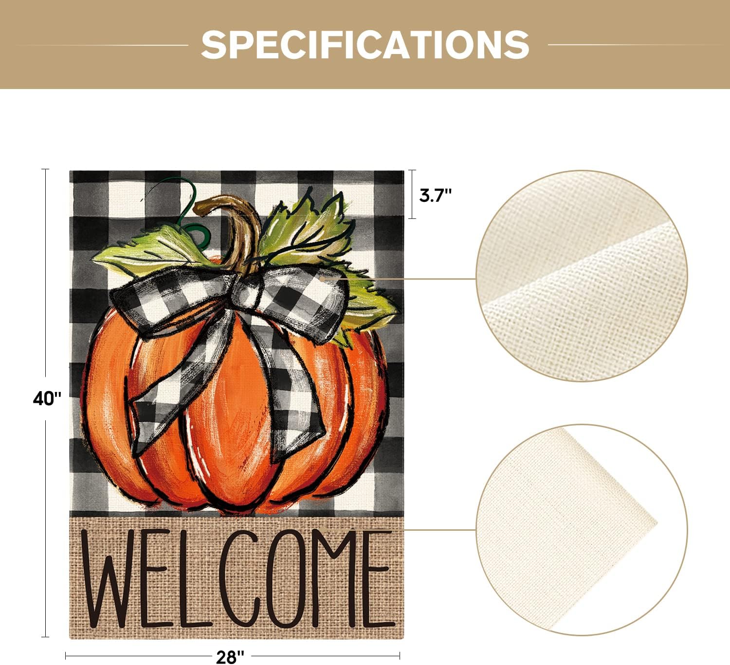 Fall Thanksgiving Pumpkin Welcome House Flag 28X40 Inch | Double Sided, Weather & Fade Resistant, Yard Outdoor Decoration, Features Buffalo Plaid
