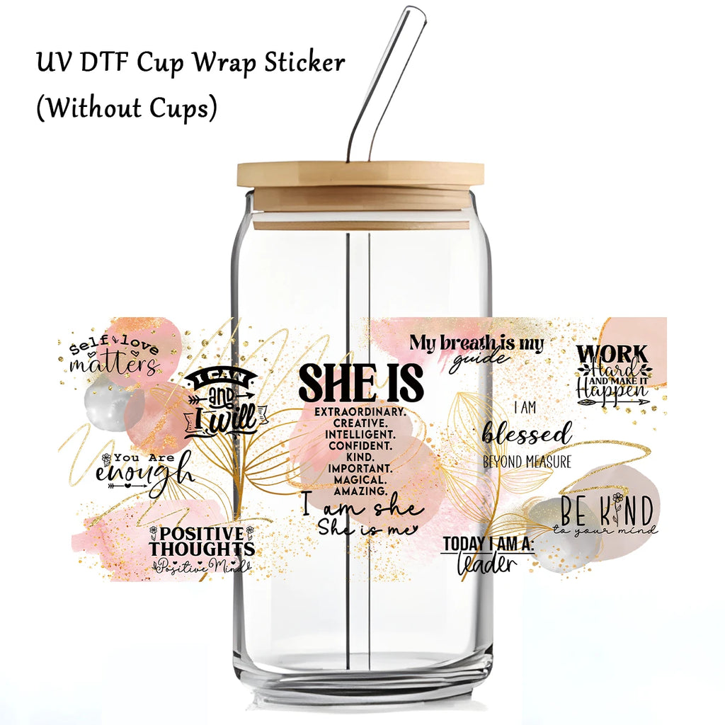 4Pcs Bible Verses UV Transfer Sticker,Glass Can Wrap Decals,Waterproof Self-Adhesive Stickers for Mug Cup,Dtf Cup Decoration