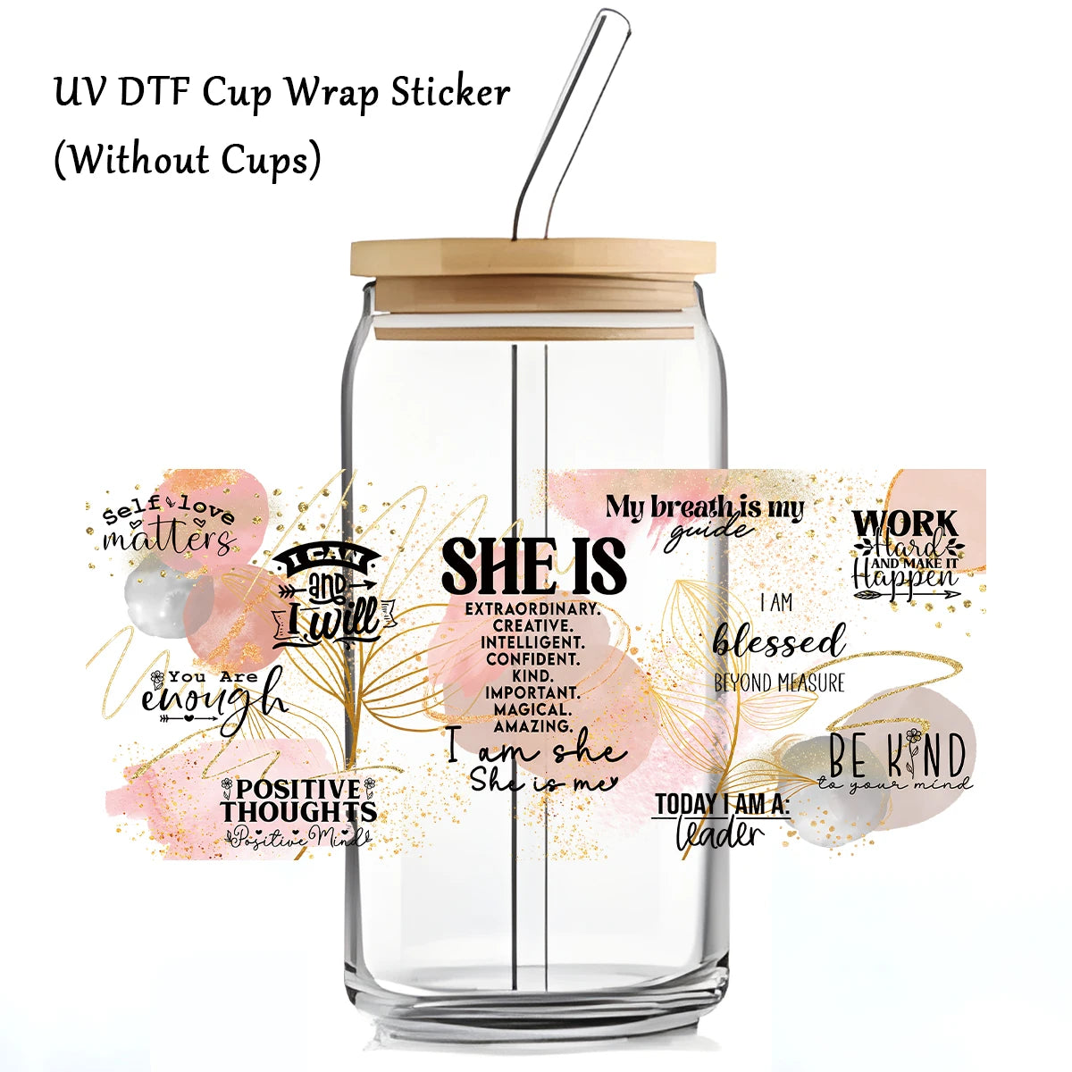 4Pcs Bible Verses UV Transfer Sticker,Glass Can Wrap Decals,Waterproof Self-Adhesive Stickers for Mug Cup,Dtf Cup Decoration