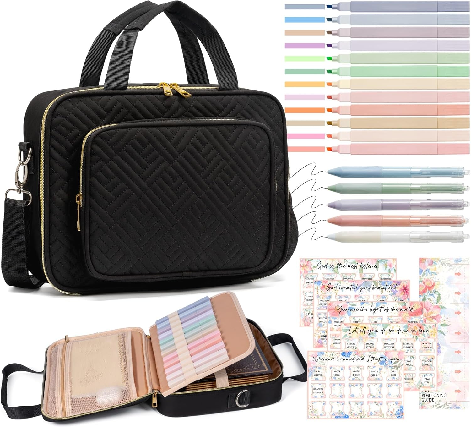 Bible Cover Case for Women, Large Bible Bag W/Shoulder Strap