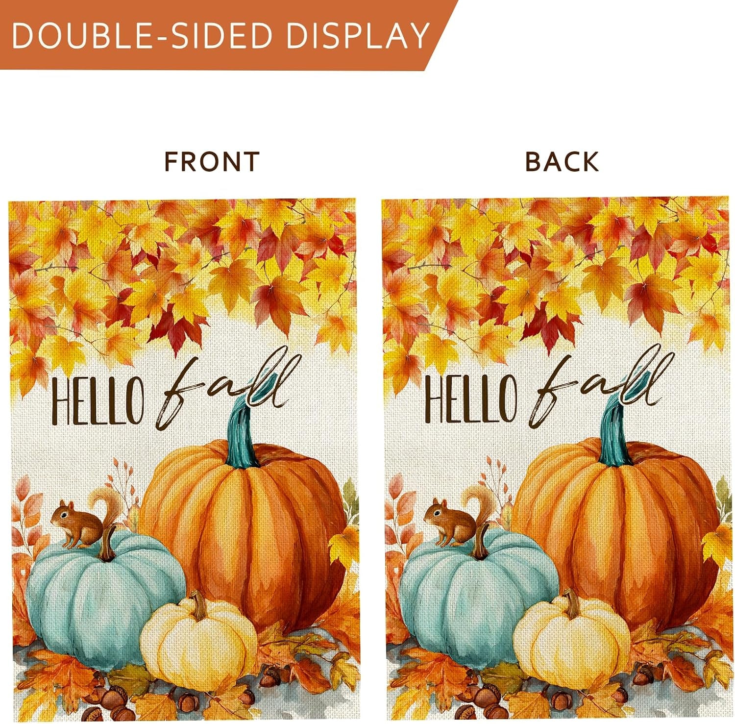 Fall Decorations Garden Flag 12X18 Inch for outside Double Sided Weather & Fade Resistant Pumpkin Hello Fall Yard Flags Outdoor Thanksgiving Home Fall Decor