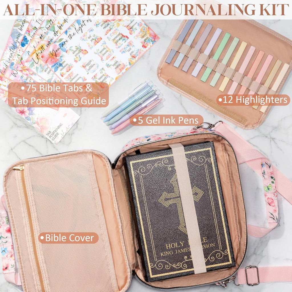 Bible Cover Case for Women, Large Bible Bag W/Shoulder Strap
