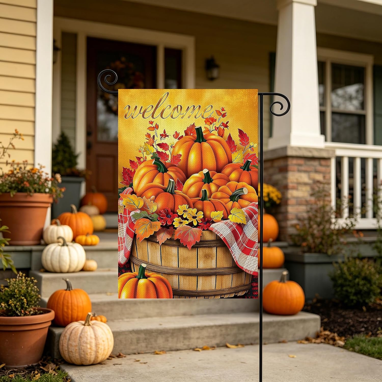 Fall Decorations Garden Flag 12X18 Inch for outside Double Sided Weather & Fade Resistant Pumpkin Welcome Yard Flags Outdoor Thanksgiving Home Fall Decor