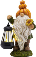 Fall Decor, Pumpkin Gnomes Decoration, Autumn Gnome Holding Lantern with Solar Lights, Waterproof Fall Gnomes Resin Outdoor Fall Decor, Fall Gift Outdoor/Indoor, 11.6"