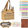 25 PCS Bible Study Supplies Kit, Large Capacity Canvas Tote Bag for Women Organizer, Bible Highlighters and Quick Dry Pens No Bleed through Tabs, Christmas Christian Gifts for Women Mom Friends