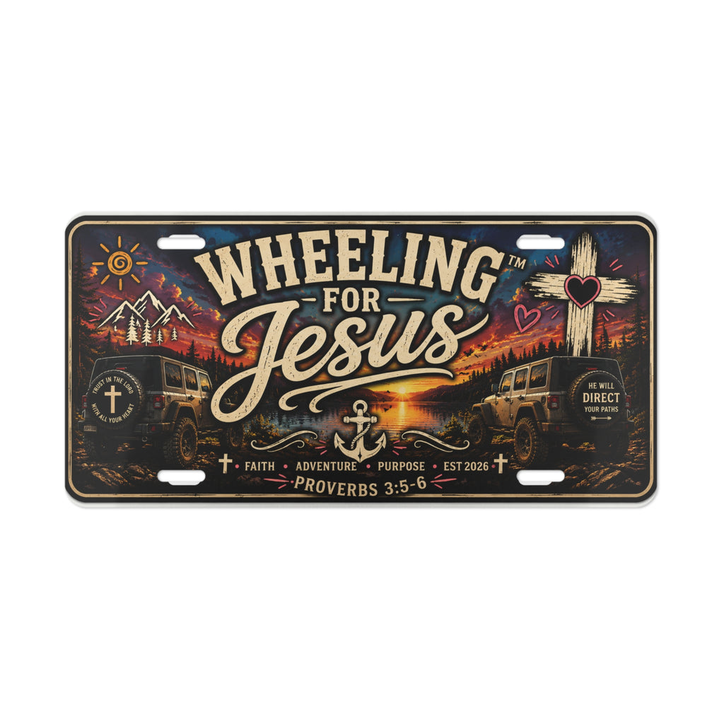 Wheeling for Jesus License Plate – Faith Adventure Automotive Tag