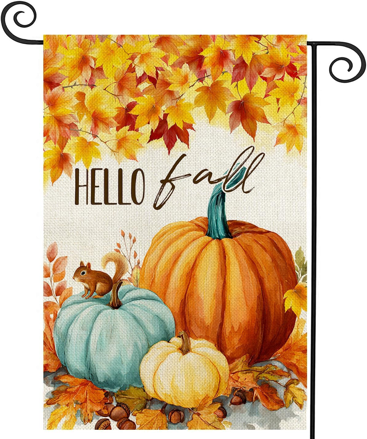 Fall Decorations Garden Flag 12X18 Inch for outside Double Sided Weather & Fade Resistant Pumpkin Hello Fall Yard Flags Outdoor Thanksgiving Home Fall Decor
