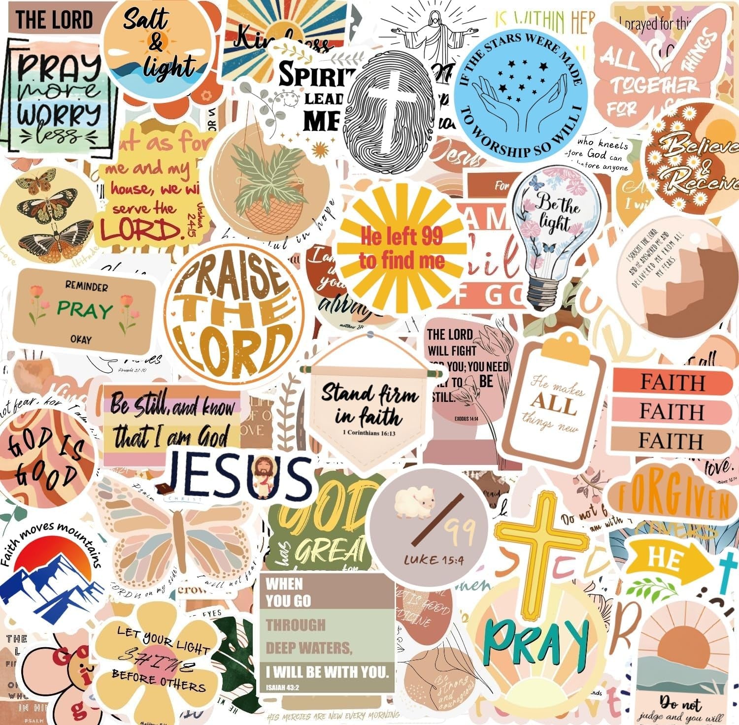 200 Pcs Religious Boho Christian Stickers, Jesus Bible Stickers,Prayer Board Supplies Kit for Water Bottles, Journal, Scrapbook, Bible Study Supplies,Easter Christian Gifts for Kids Teens Women