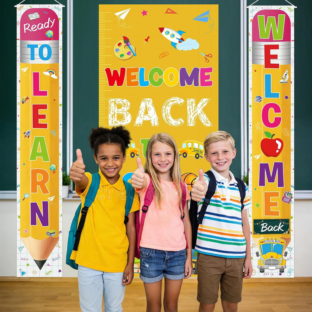 Welcome Back to School Decorations: 3Pcs Welcome Back to School Banner for Back to School Door Decorations