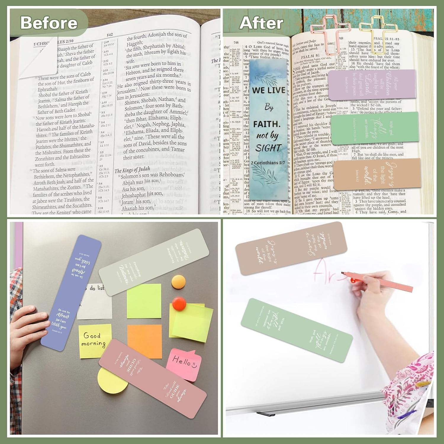 Bible Study Supplies Kit for Women 96PCS Bible Journaling Kit with Bible Tabs for Women,Bible Highlighters and Pens, Bookmark, Journal, Bible Bag, Stationary Gift Set[Green]