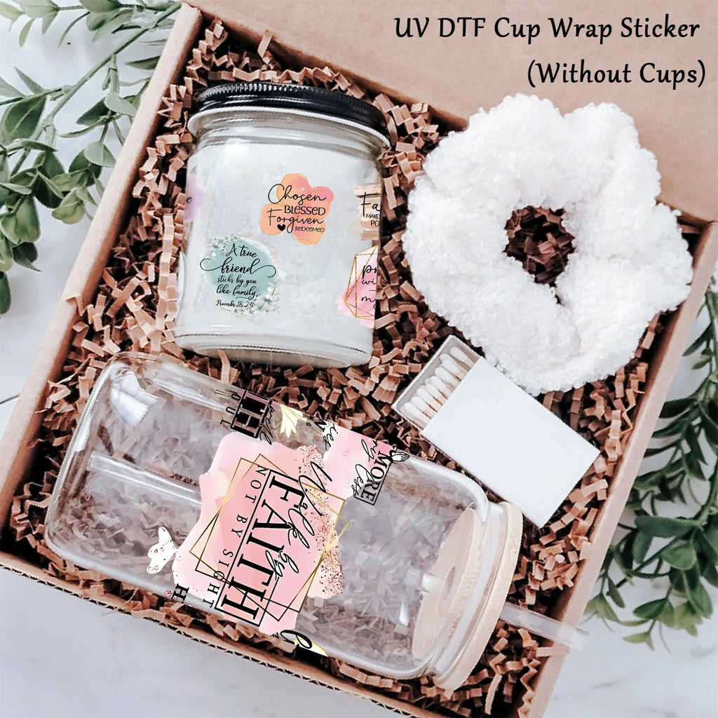 4Pcs Bible Verses UV Transfer Sticker,Glass Can Wrap Decals,Waterproof Self-Adhesive Stickers for Mug Cup,Dtf Cup Decoration