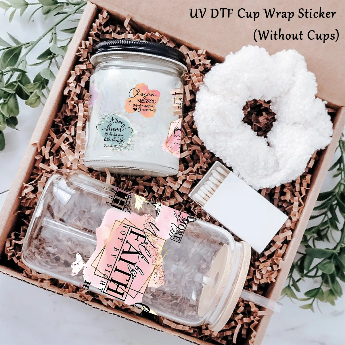 4Pcs Bible Verses UV Transfer Sticker,Glass Can Wrap Decals,Waterproof Self-Adhesive Stickers for Mug Cup,Dtf Cup Decoration