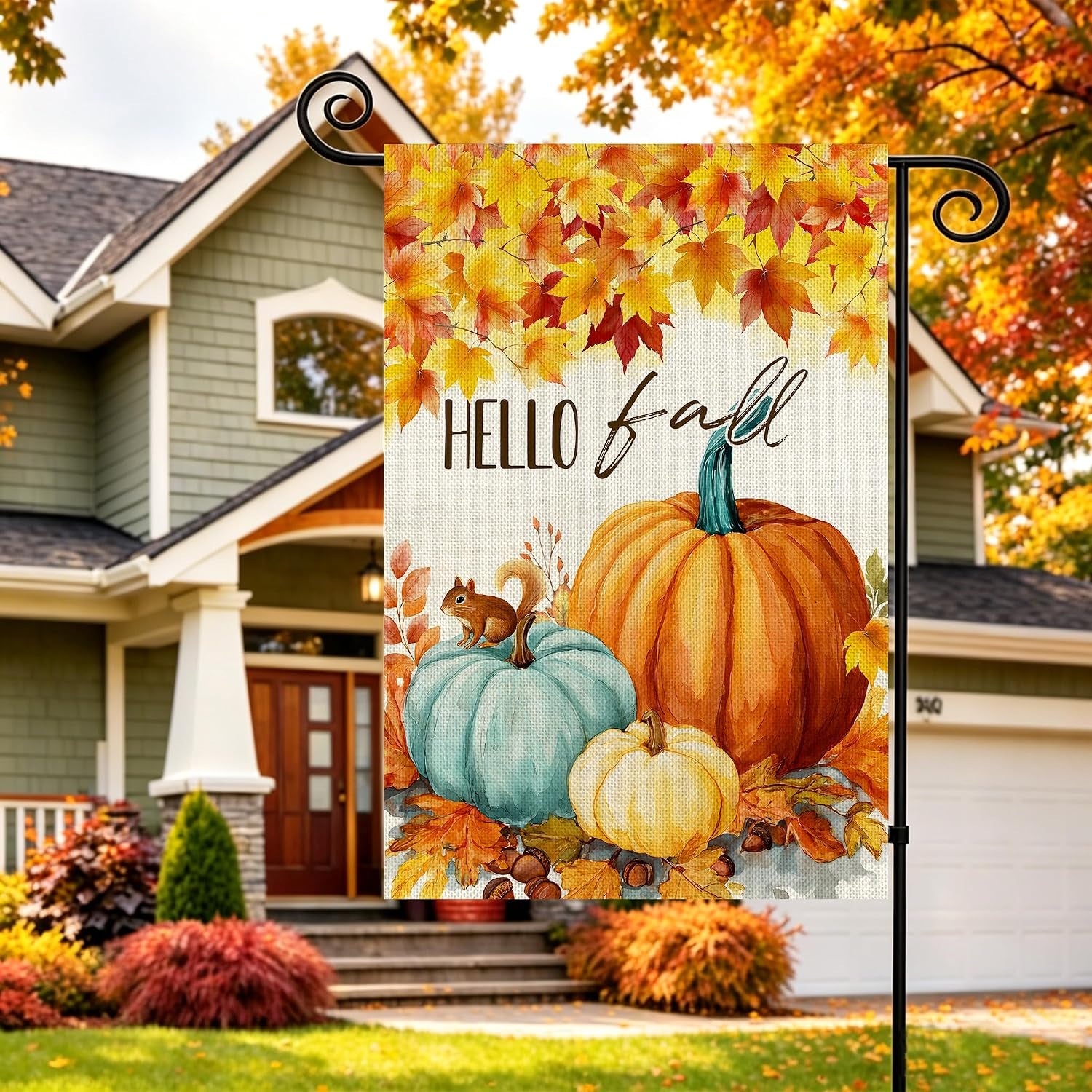 Fall Decorations Garden Flag 12X18 Inch for outside Double Sided Weather & Fade Resistant Pumpkin Hello Fall Yard Flags Outdoor Thanksgiving Home Fall Decor