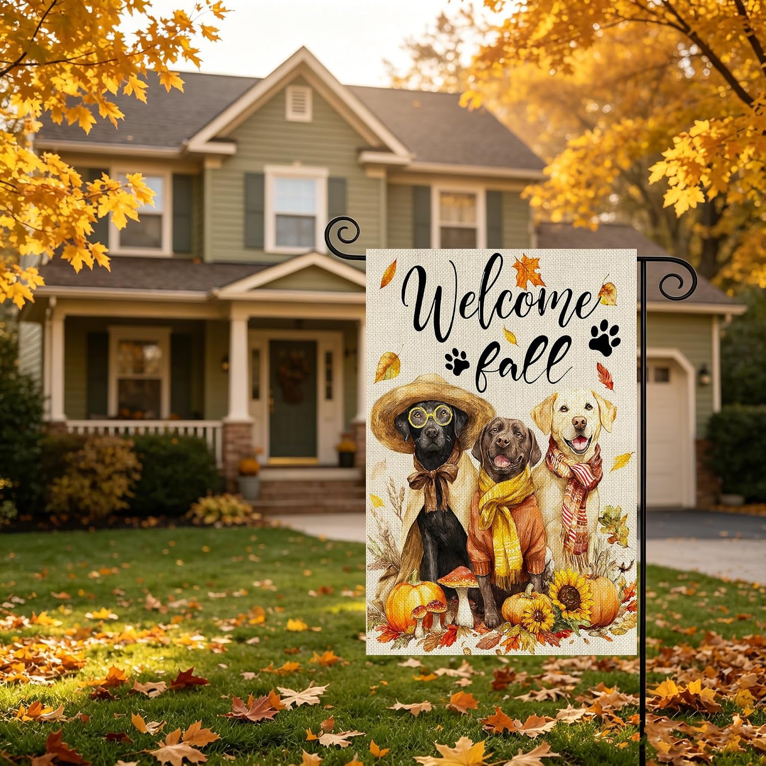 Fall Decorations Garden Flag 12X18 Inch for outside Double Sided Weather & Fade Resistant Welcome Fall Dog Yard Flags Outdoor Thanksgiving Home Fall Decor