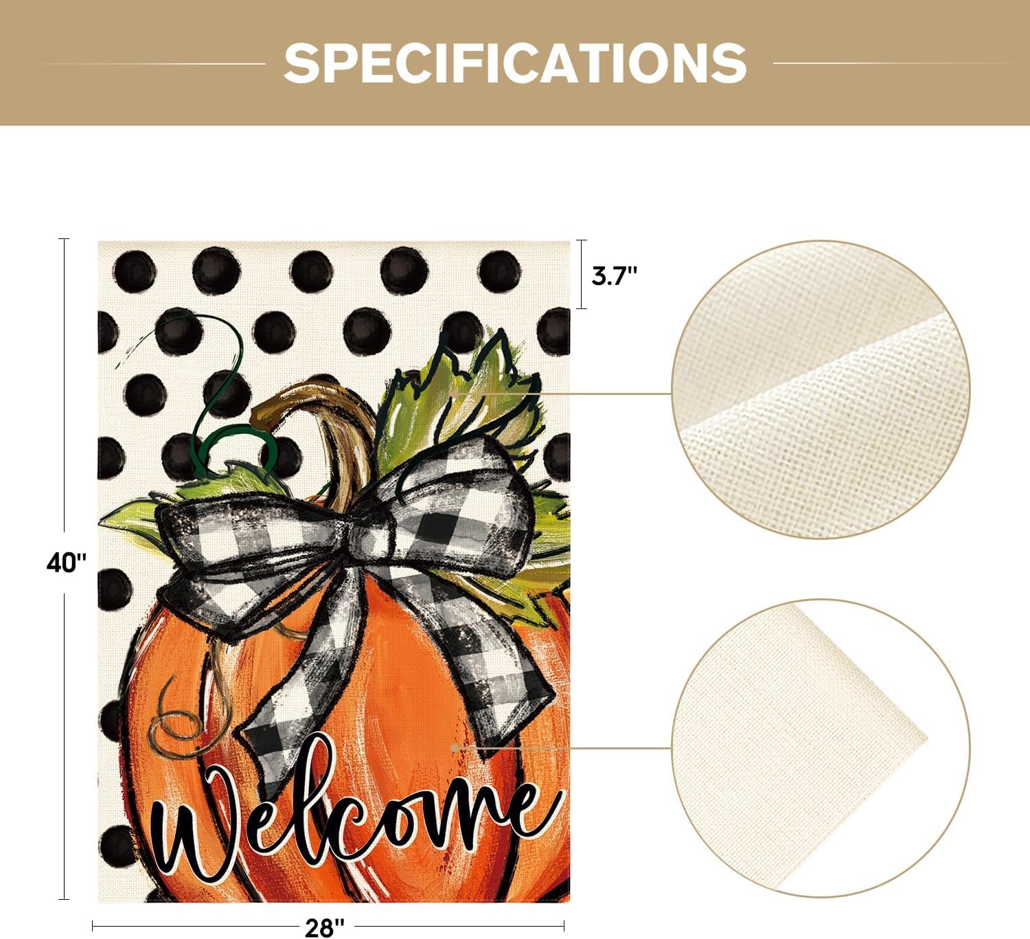 Fall Welcome Pumpkin House Flag 28X40 Inch outside | Double Sided, Weather & Fade Resistant, Yard Outdoor Decoration, Features Polka Dots