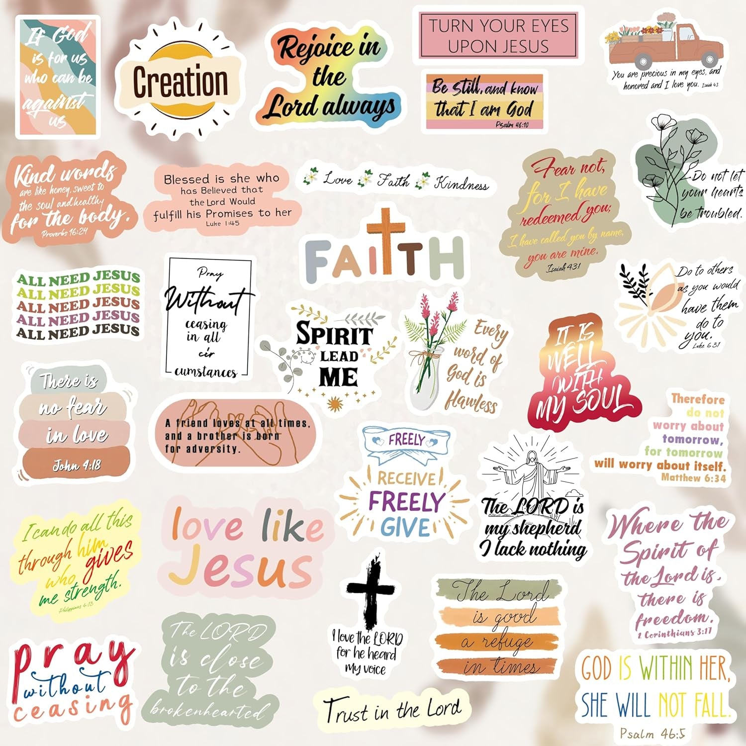 200 Pcs Religious Boho Christian Stickers, Jesus Bible Stickers,Prayer Board Supplies Kit for Water Bottles, Journal, Scrapbook, Bible Study Supplies,Easter Christian Gifts for Kids Teens Women