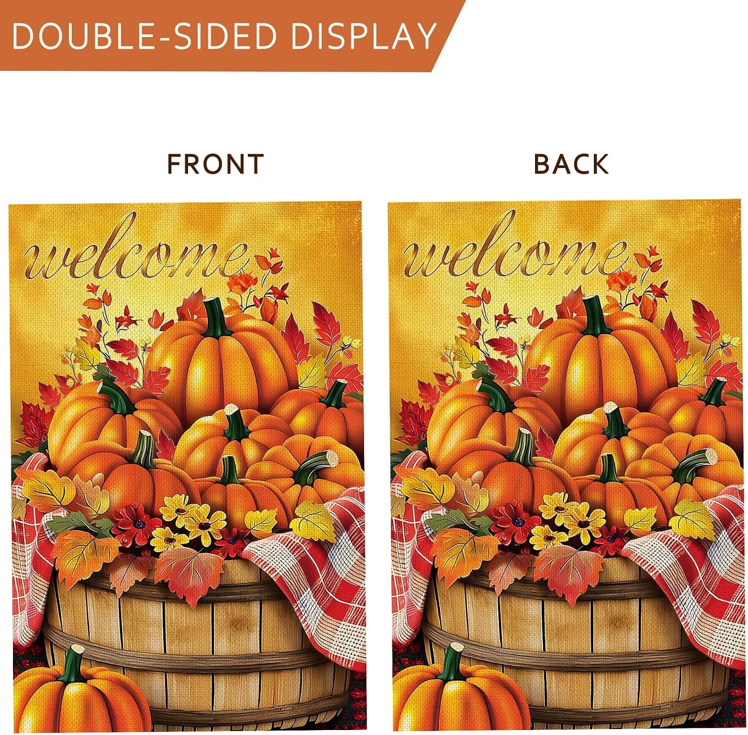 Fall Decorations Garden Flag 12X18 Inch for outside Double Sided Weather & Fade Resistant Pumpkin Welcome Yard Flags Outdoor Thanksgiving Home Fall Decor