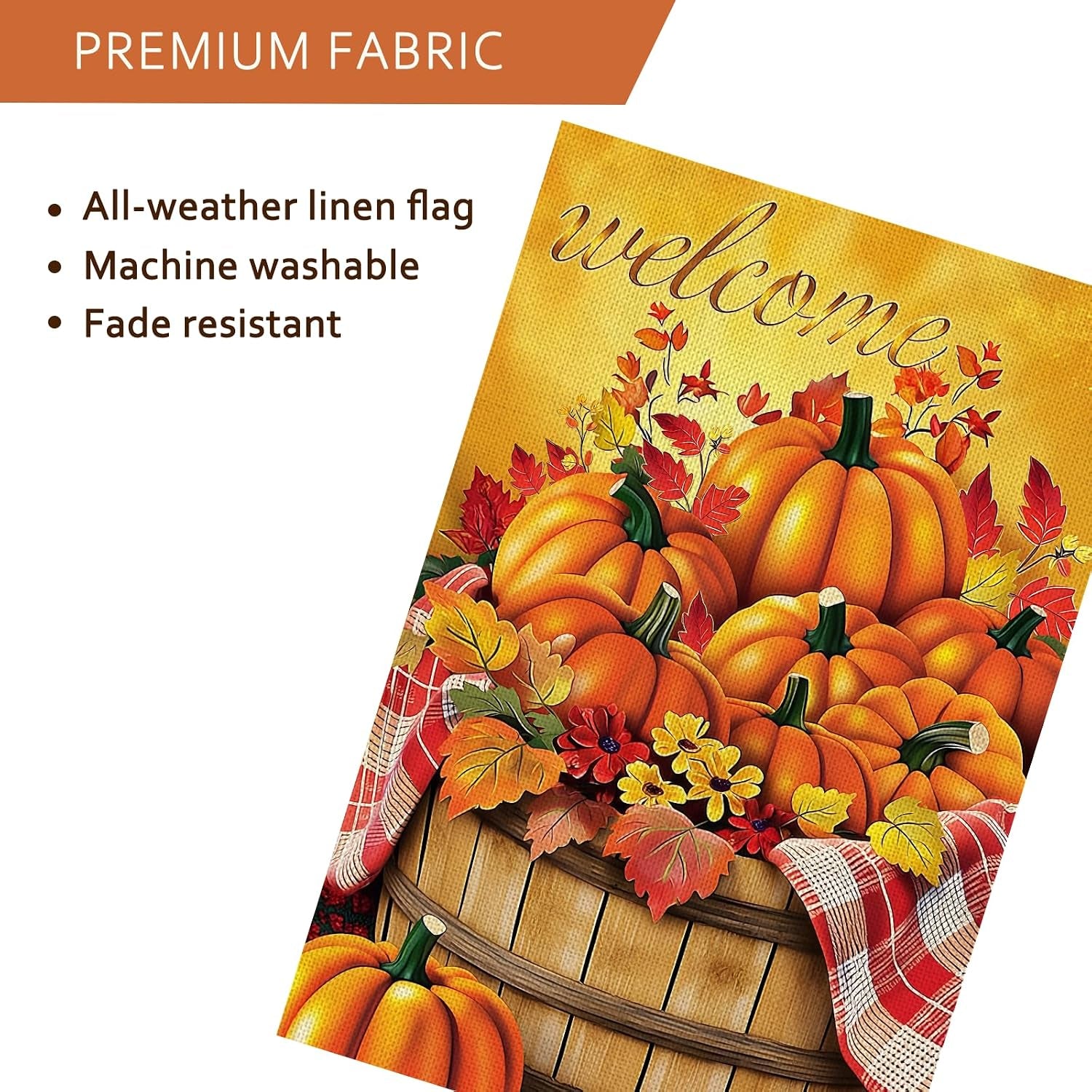 Fall Decorations Garden Flag 12X18 Inch for outside Double Sided Weather & Fade Resistant Pumpkin Welcome Yard Flags Outdoor Thanksgiving Home Fall Decor