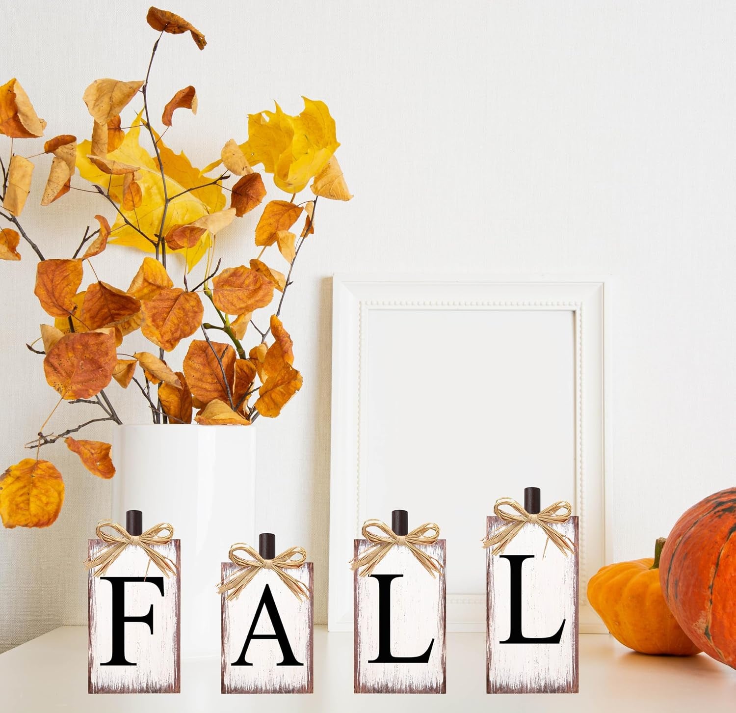 Fall Decorations for Home Thanksgiving Decorations Farmhouse Decor, Fall Centerpieces for Tables, Fall Table Sign Block Set for Thanksgiving Harvest Mantel Autumn Home Decor