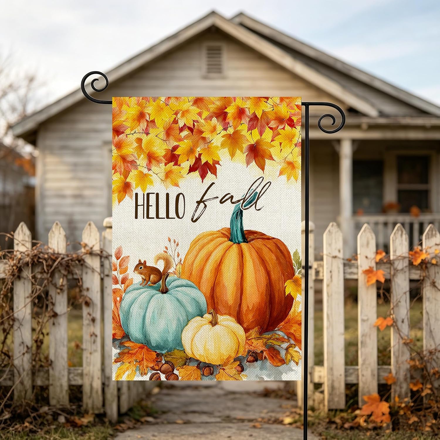Fall Decorations Garden Flag 12X18 Inch for outside Double Sided Weather & Fade Resistant Pumpkin Hello Fall Yard Flags Outdoor Thanksgiving Home Fall Decor