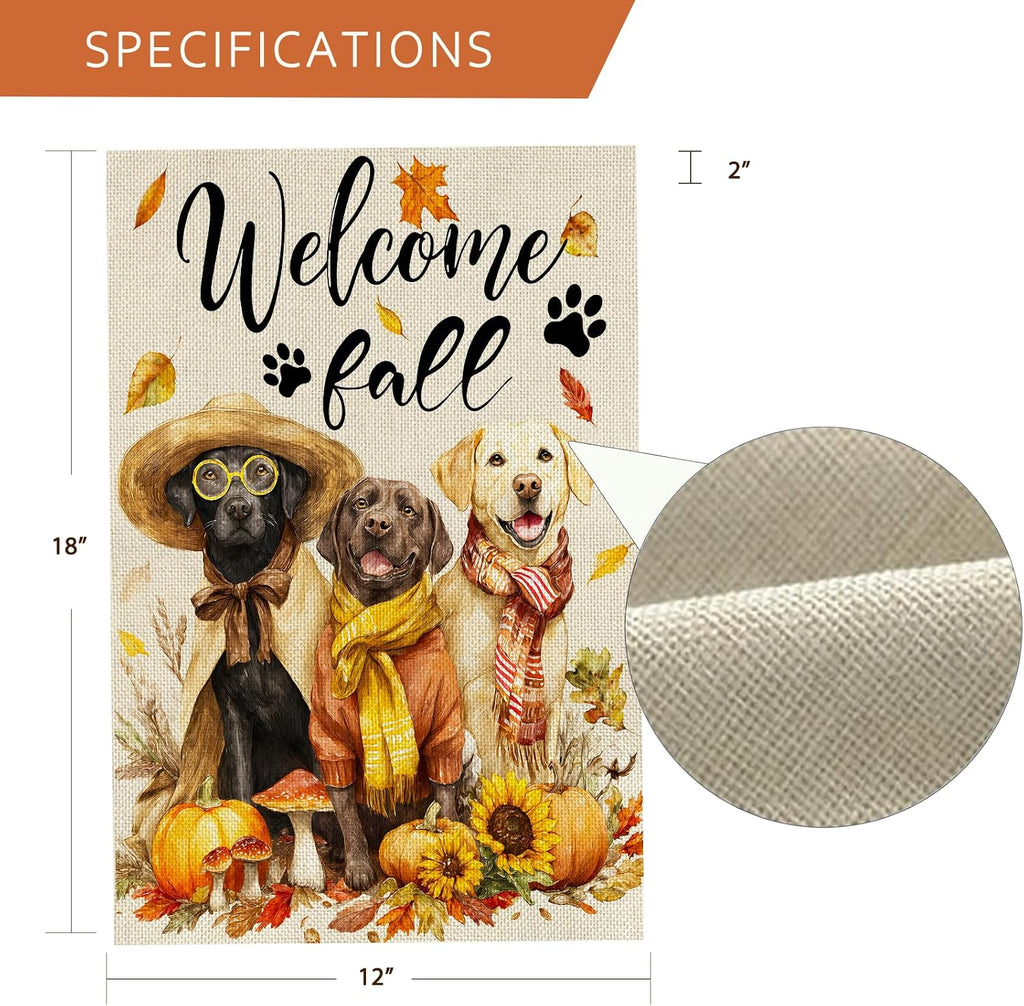 Fall Decorations Garden Flag 12X18 Inch for outside Double Sided Weather & Fade Resistant Welcome Fall Dog Yard Flags Outdoor Thanksgiving Home Fall Decor