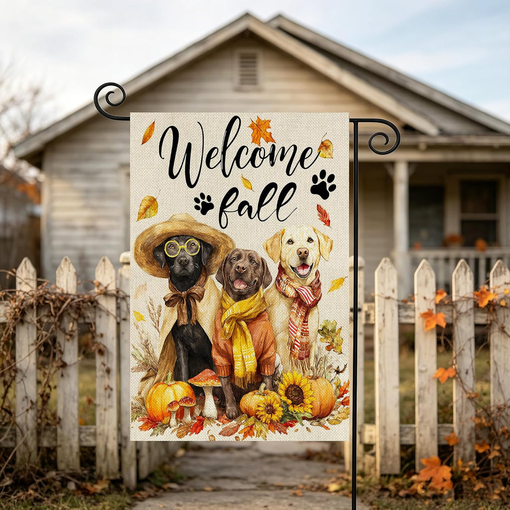 Fall Decorations Garden Flag 12X18 Inch for outside Double Sided Weather & Fade Resistant Welcome Fall Dog Yard Flags Outdoor Thanksgiving Home Fall Decor