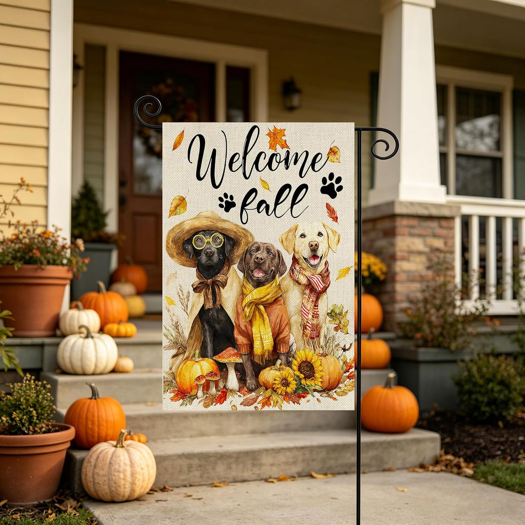 Fall Decorations Garden Flag 12X18 Inch for outside Double Sided Weather & Fade Resistant Welcome Fall Dog Yard Flags Outdoor Thanksgiving Home Fall Decor