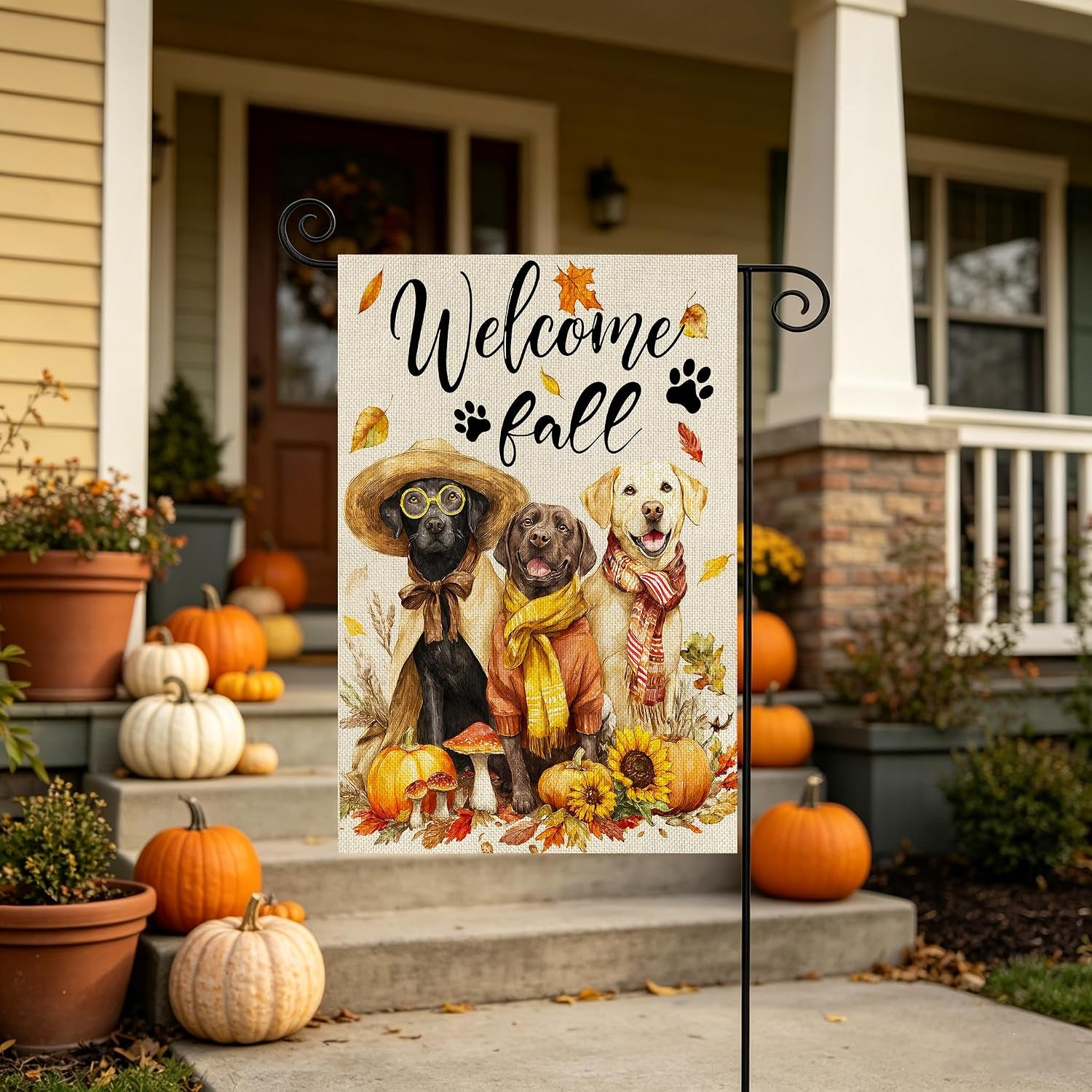 Fall Decorations Garden Flag 12X18 Inch for outside Double Sided Weather & Fade Resistant Welcome Fall Dog Yard Flags Outdoor Thanksgiving Home Fall Decor